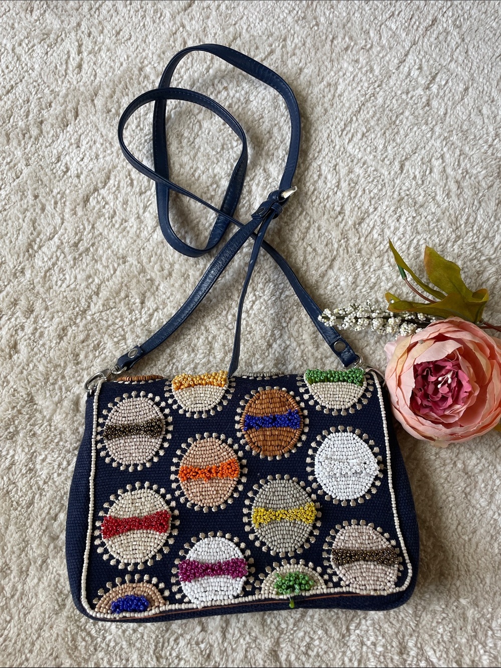 Chicos Beaded Blue Crossbody